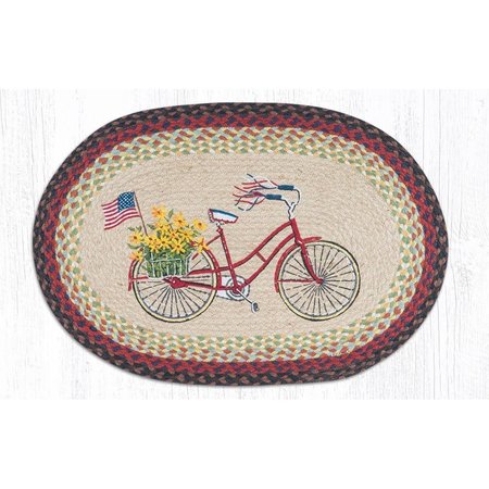 CAPITOL IMPORTING CO 20 x 30 in. Jute Oval Bicycle with Flag Patch 65-574BF